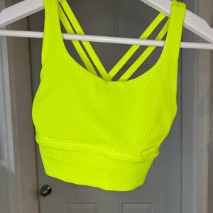 Lululemon Luxstream Highlighter Yellow Longline Bra size 4